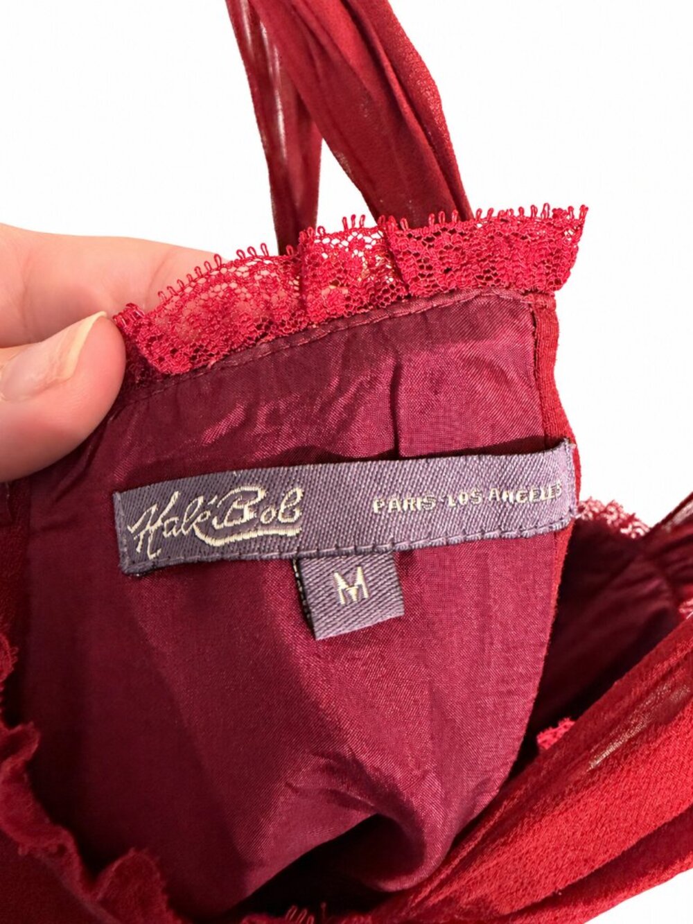Hale Bob Silk Embroidered Bustier Corset Burgundy Olive M Whimsigoth - Picture 5 of 9